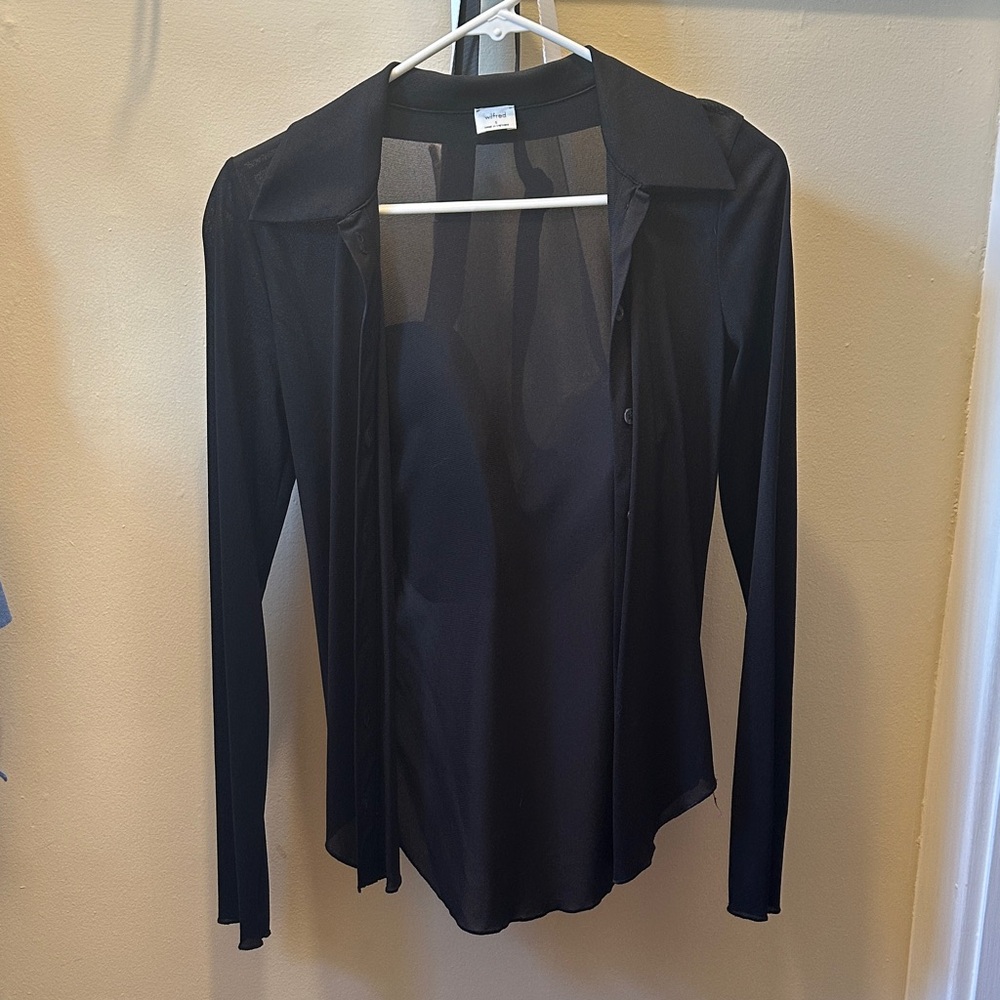 Aritzia Wilfred Sheer mesh button down